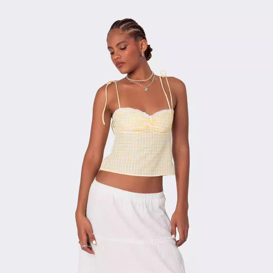Lace Embrace — Sexy Lace-Up Backless Top with Trim