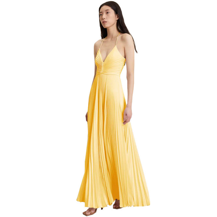 Strap Tease — Women's Lace-Up Suspender-Strap Casual Dress