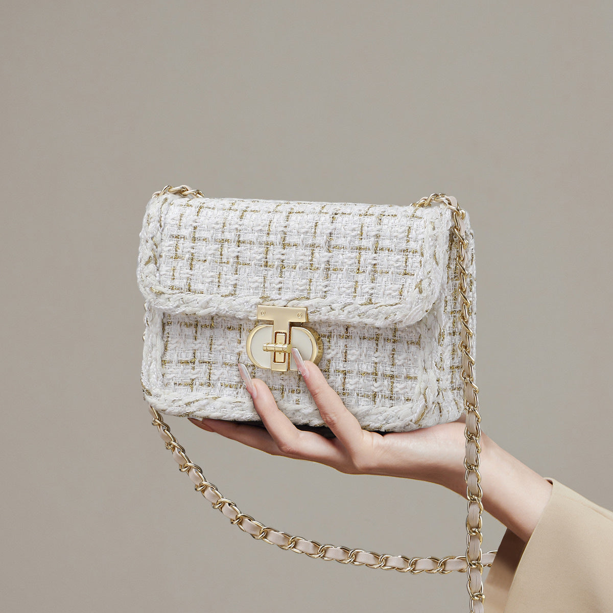 Square Deal Bag — Small Square Crossbody with Chain Detail