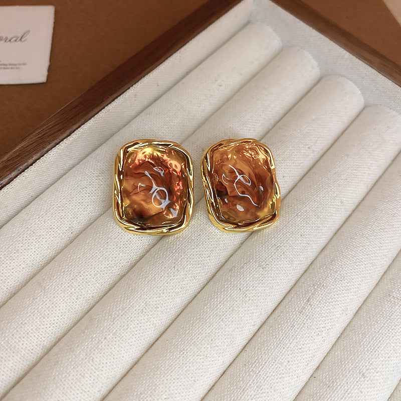 Heartfelt Art — Irregular Resin Heart Stud Earrings