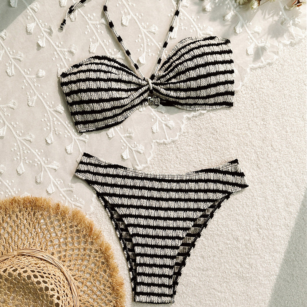Stripe Hype — Striped Print Split Bikini for Women