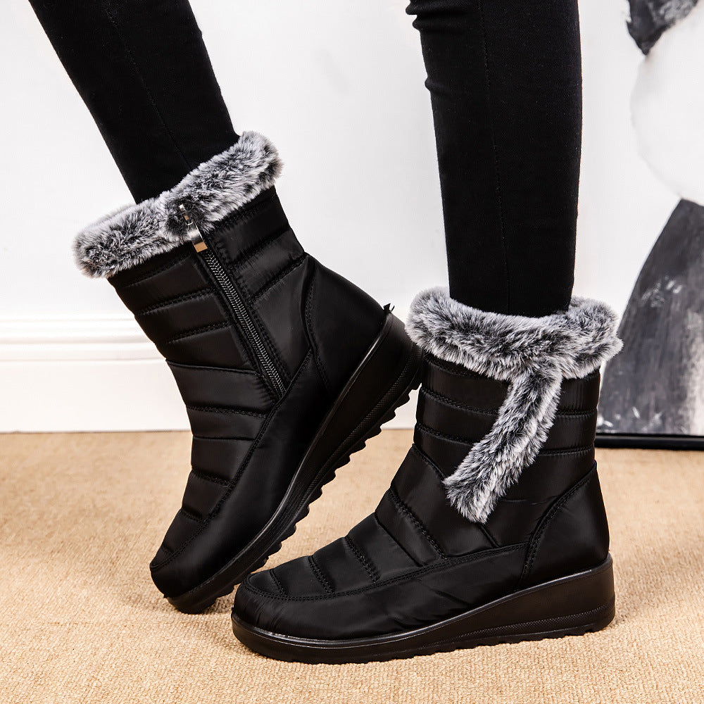 Warm & Fuzz-tastic — Waterproof Faux Fur Collar Snow Boots