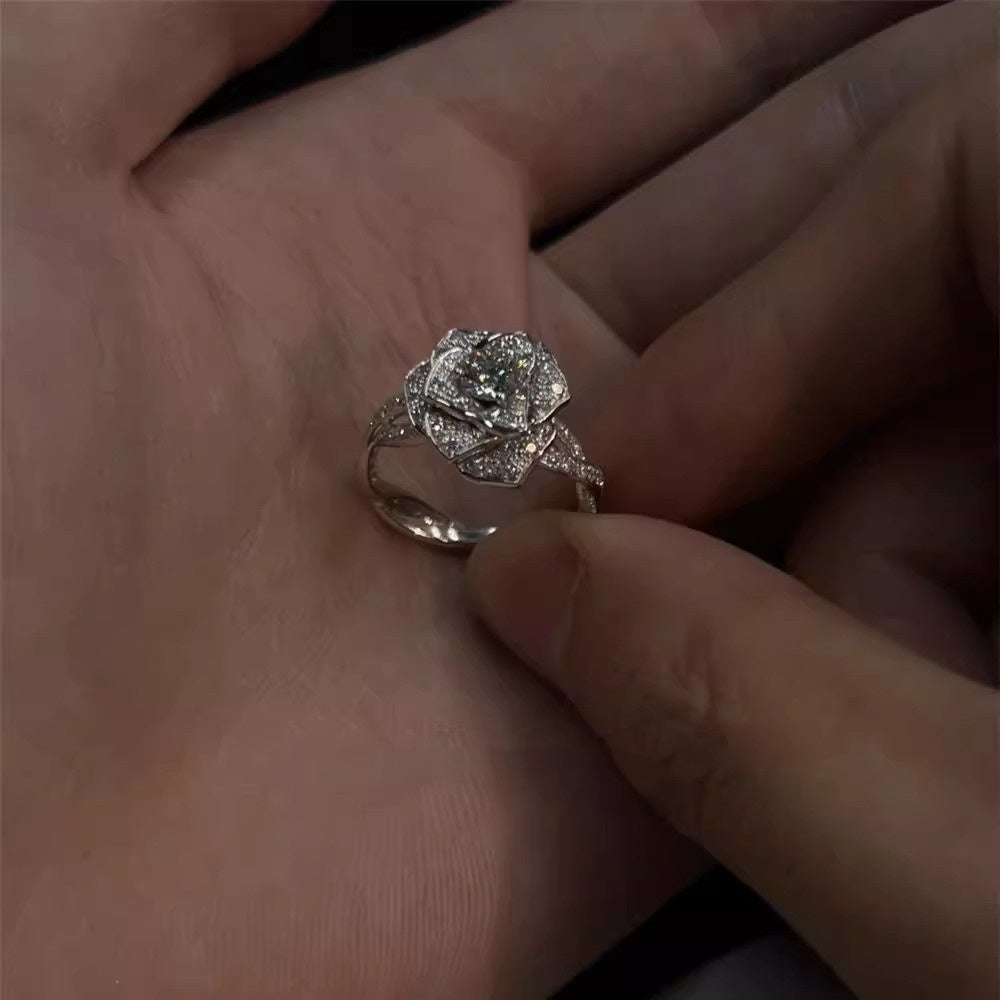 Rose to the Occasion — Zircon Micro Inlaid 3D Rose Ring