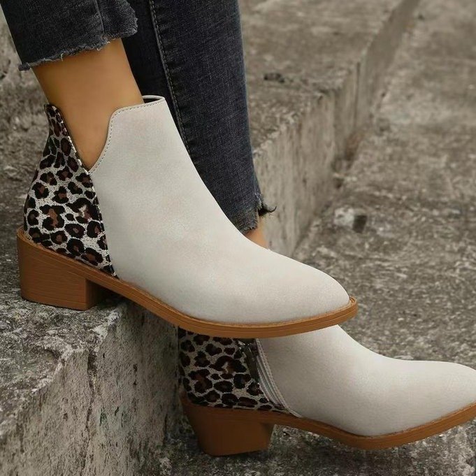 Zipper Zest — Low-heeled Boots with Side Zipper Detail