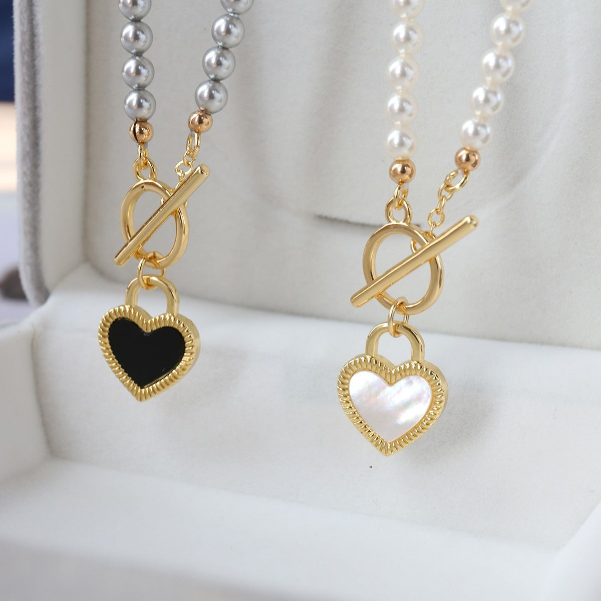 Two Hearts — Reversible Black & White Heart Necklace