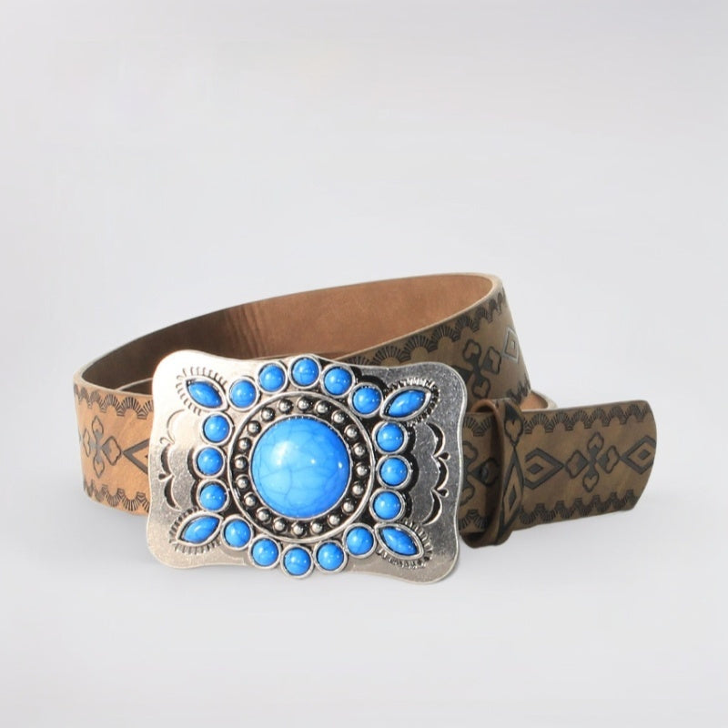 Buckle Up, Buttercup — Turquoise & Alloy Retro Belt