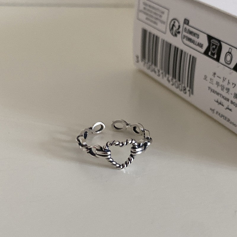 Twist of Fate — 925 Sterling Silver Twisted Open Ring, Adjustable