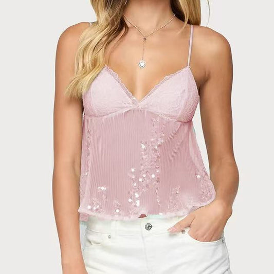 Lace Embrace — Transparent Sheer Camisole