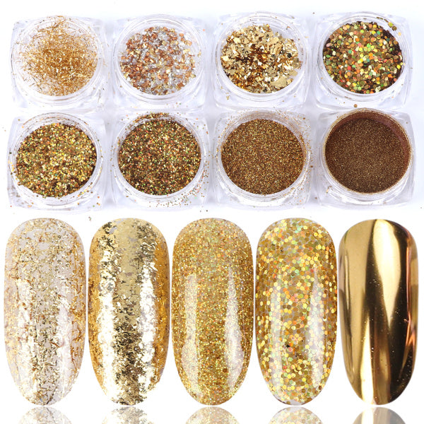 Glitter Galore — 8 Box Mix Nail Art Powder Flakes Set
