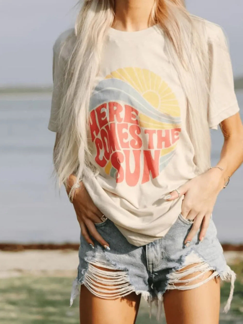 Round The World — Printed Casual Round-neck Top