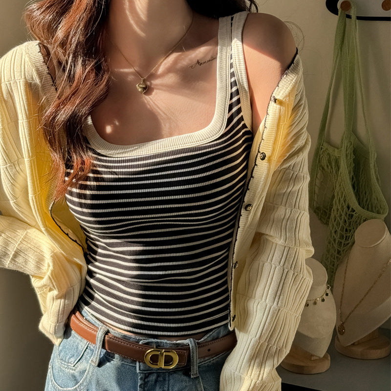 Stripe It Rich — Striped Halter Neck Sleeveless Vest