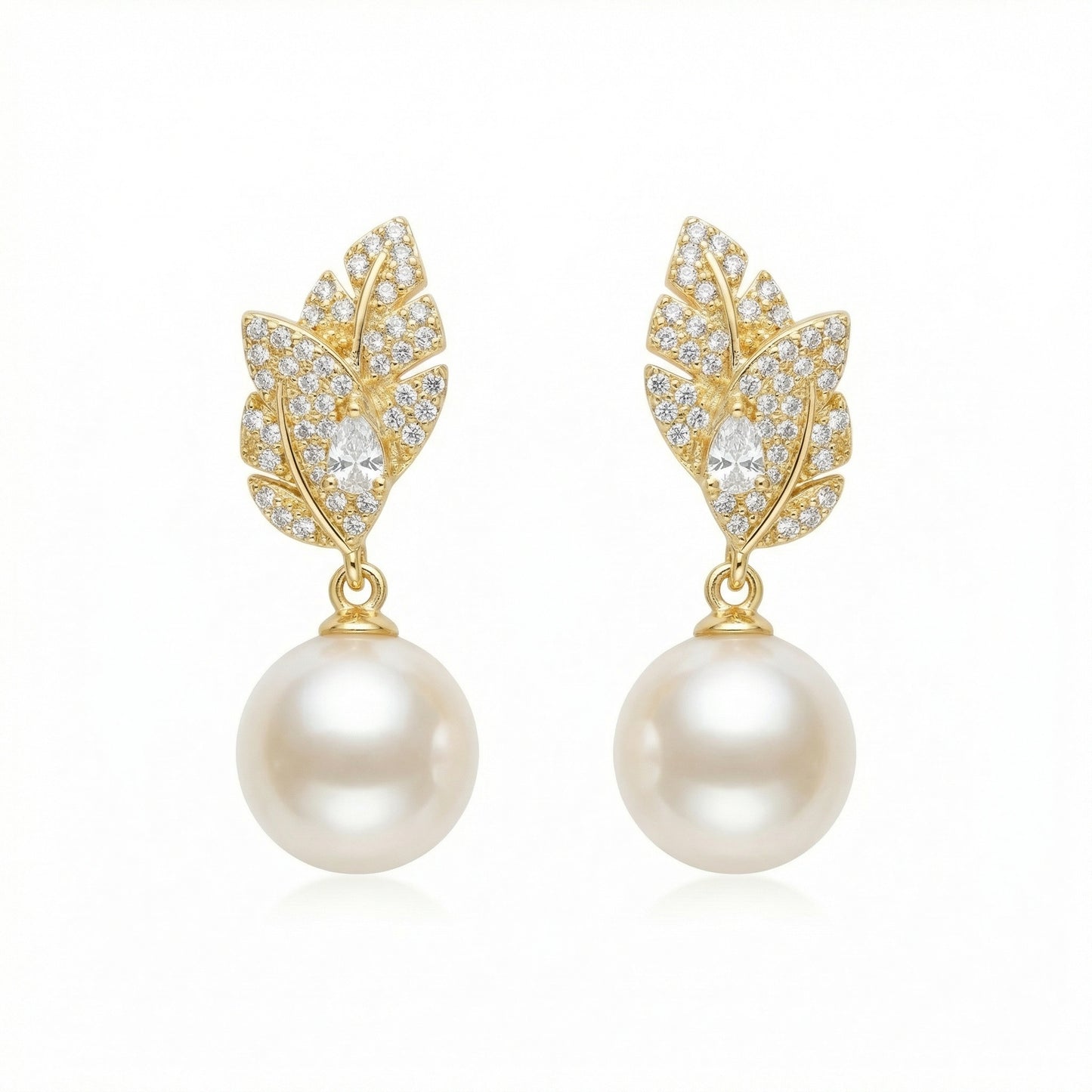 Leaf an Impression — Silver Pearl Drop Earrings