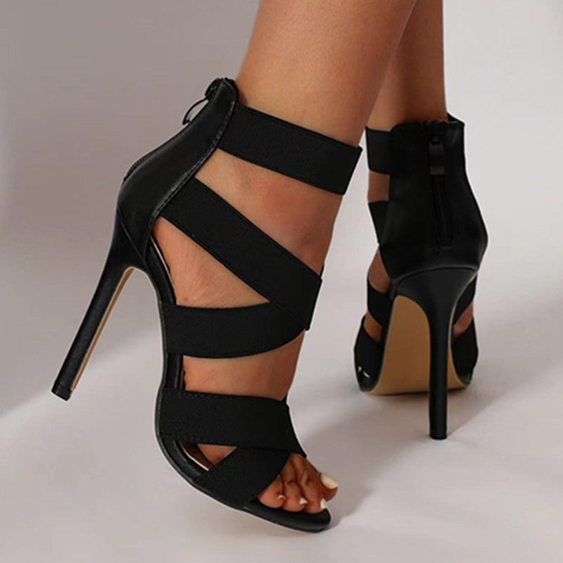 Zip It Good — High-Heeled Back Zipper Sandals
