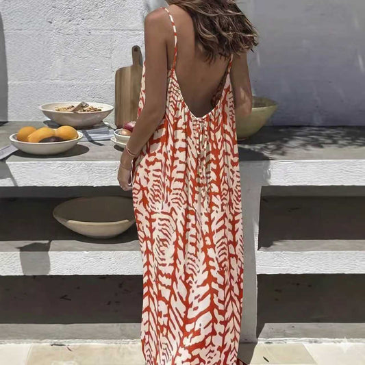 Loosely Lovely — Strappy Backless Casual Women's Dress