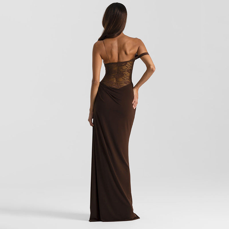 Sheer Elegance — Sleeveless Backless Lace Maxi for Chic Evenings