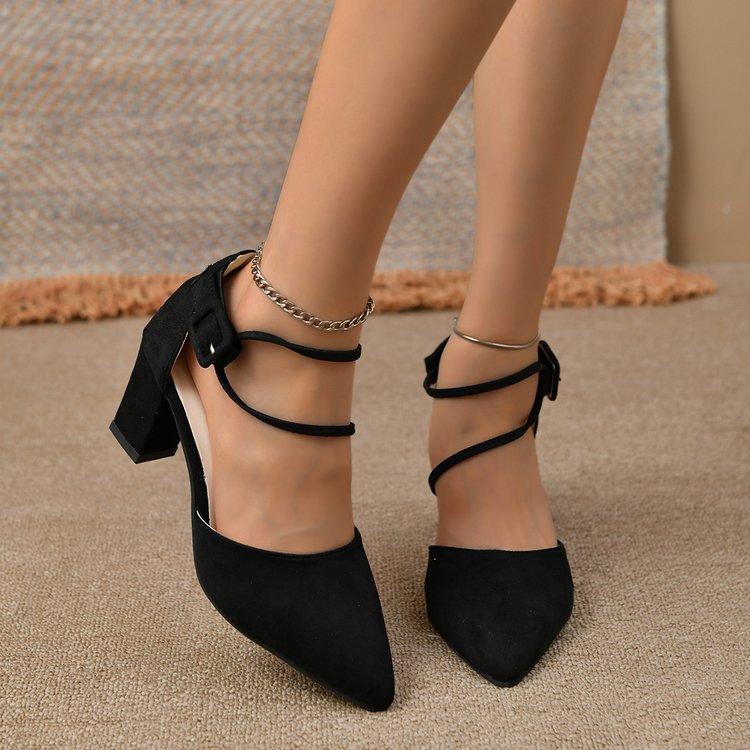 Buckle Up, Buttercup — Pointed Toe Buckle Strap High Heel Sandals