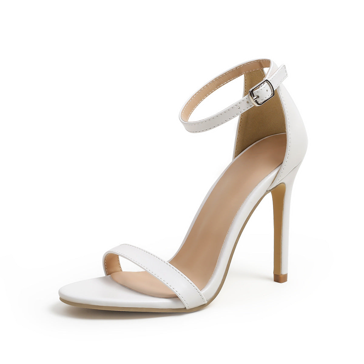 Square Up — Black Square Toe Stiletto Heel Strap Sandals