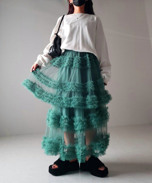Mesh-merizing — 3-Layer Spliced Mesh Japanese Skirt