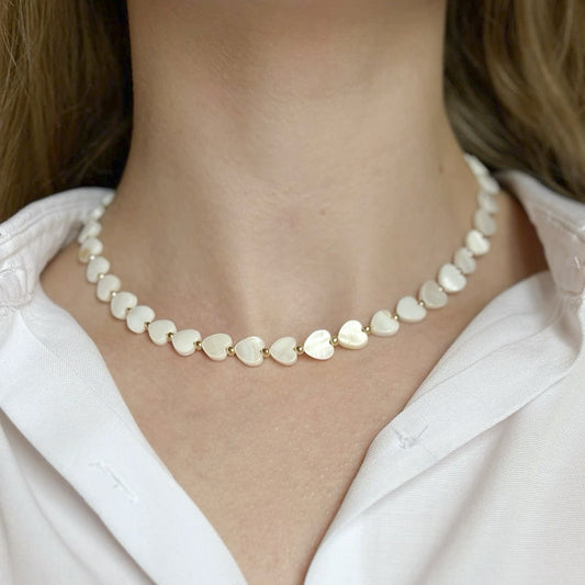 Heartfelt Harmony — Shell Heart Necklace & Bracelet Set