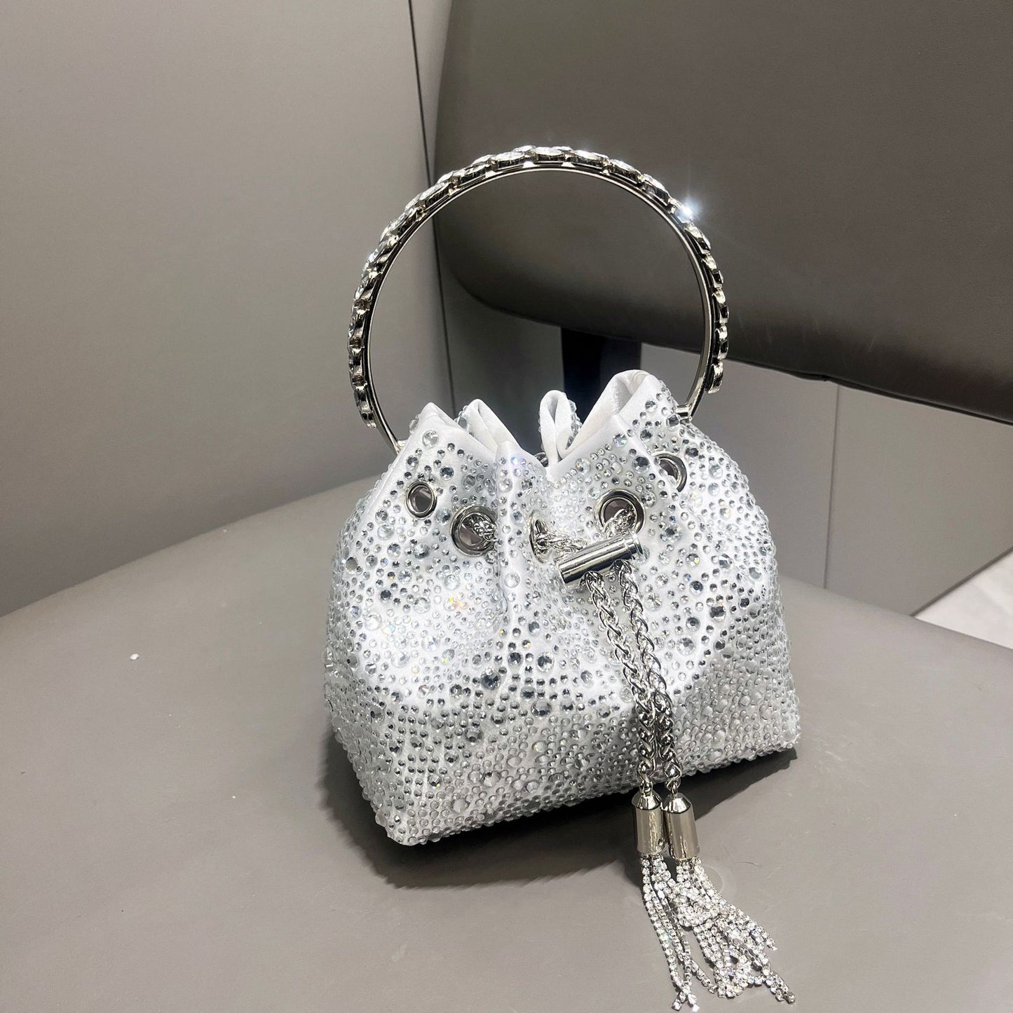 Shine On — Drawstring Rhinestone Crossbody Handbag