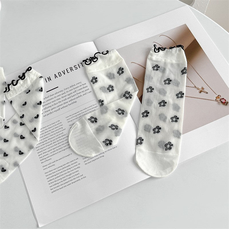 Sheer Delight — 4-Pair Lace Fungus Glass Ankle Socks