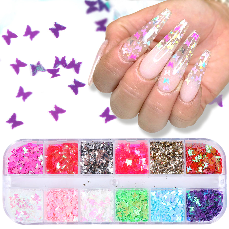 Butterfly Baubles — Iridescent Sequin Nail Decorations