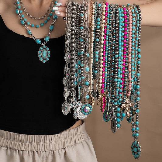 Turquoise Trails — Retro Ethnic Style Necklace