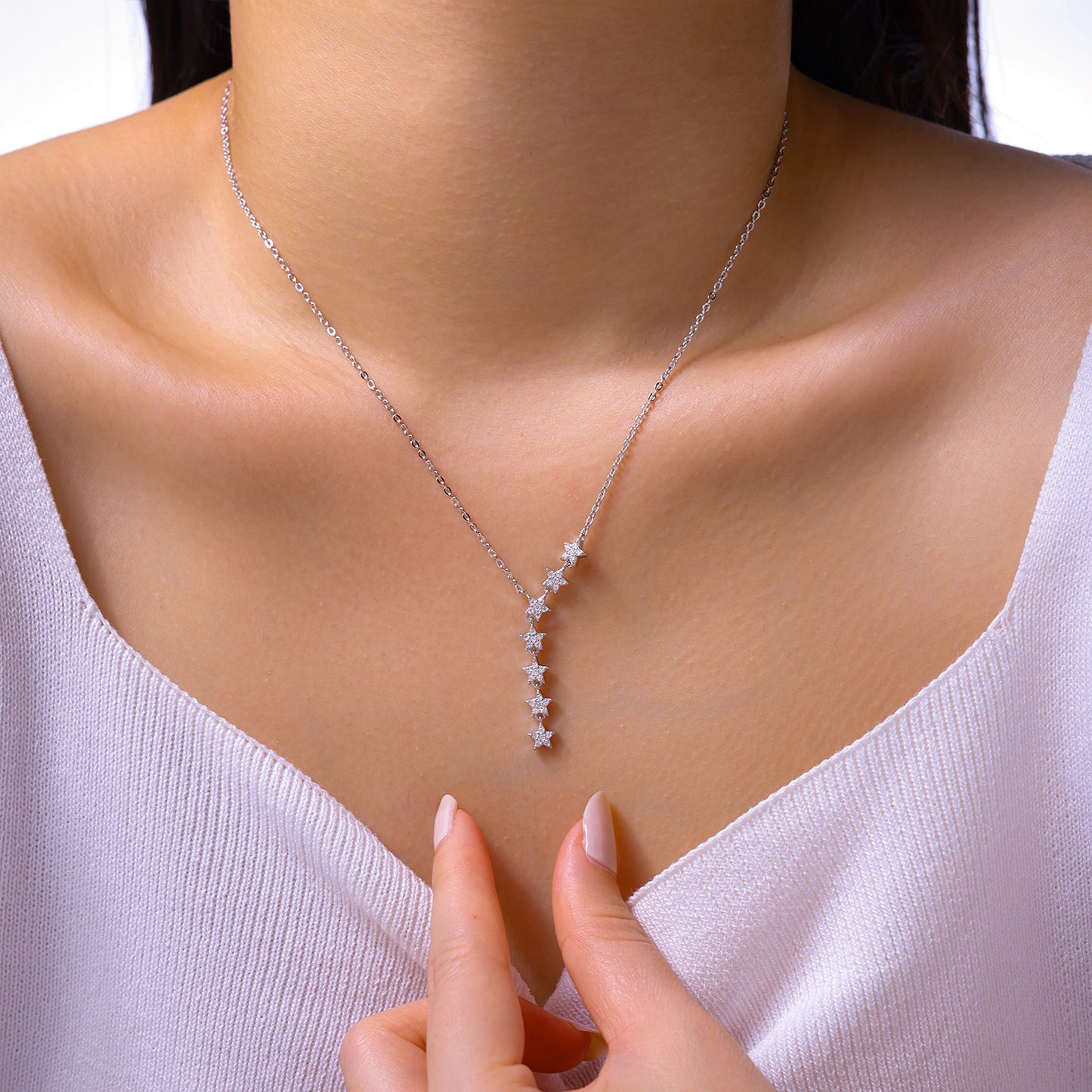 Moissanite Magic — Moissanite Pendant, Platinum Plated S925 Silver