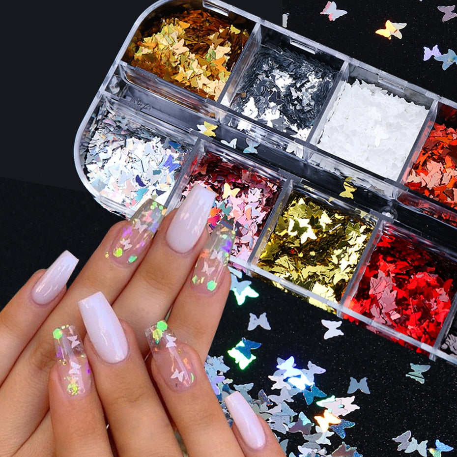 Butterfly Baubles — Iridescent Sequin Nail Decorations