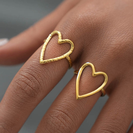 Heartfelt & Hollow — Stainless Steel Hollow Heart Open Ring