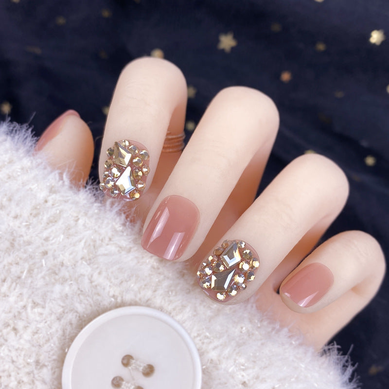 Gold Glam — Champagne Full Diamond Finished Fake Nails