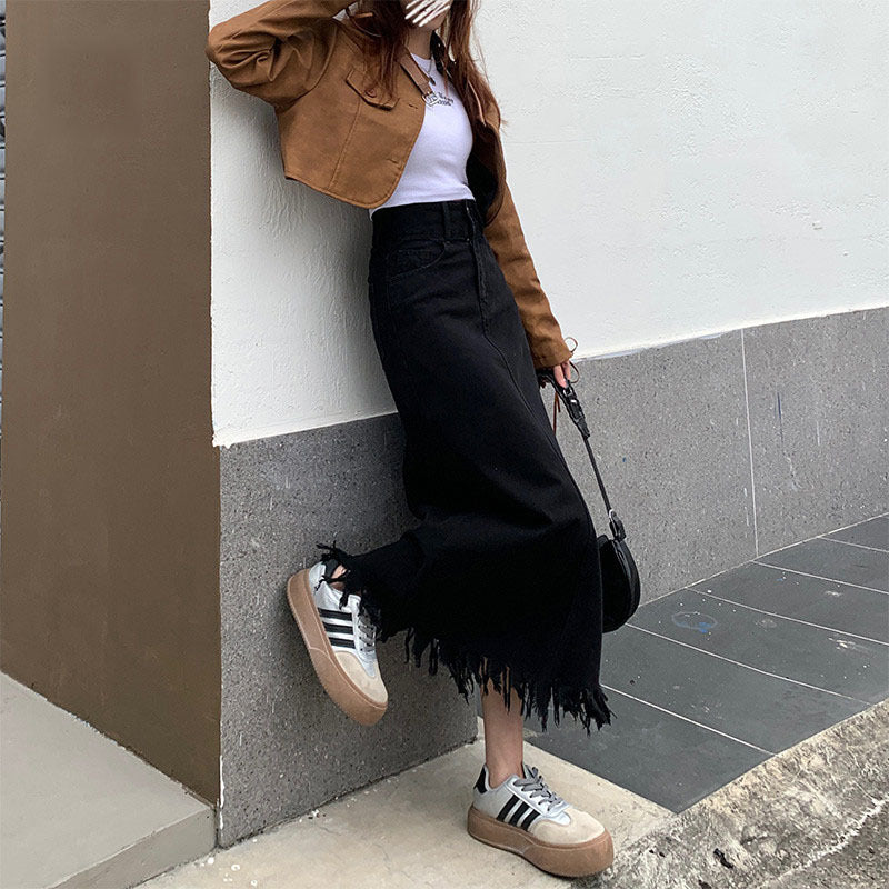 Denim Diva Skirt — Tummy-Control Outerwear Pear-Shaped Denim Skirt