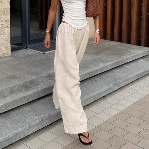 Linen Legend — Stylish Wide-Leg Cotton-Linen Pants