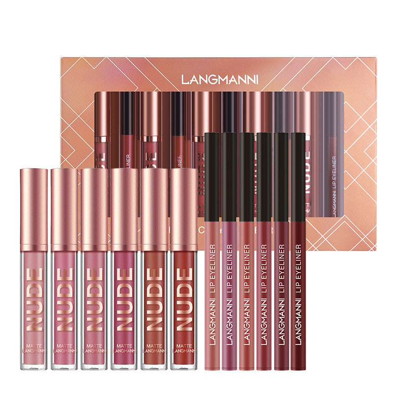 Pout Perfection — 12-piece Matte Lipstick & Lip Liner Set, Waterproof & Long-Lasting