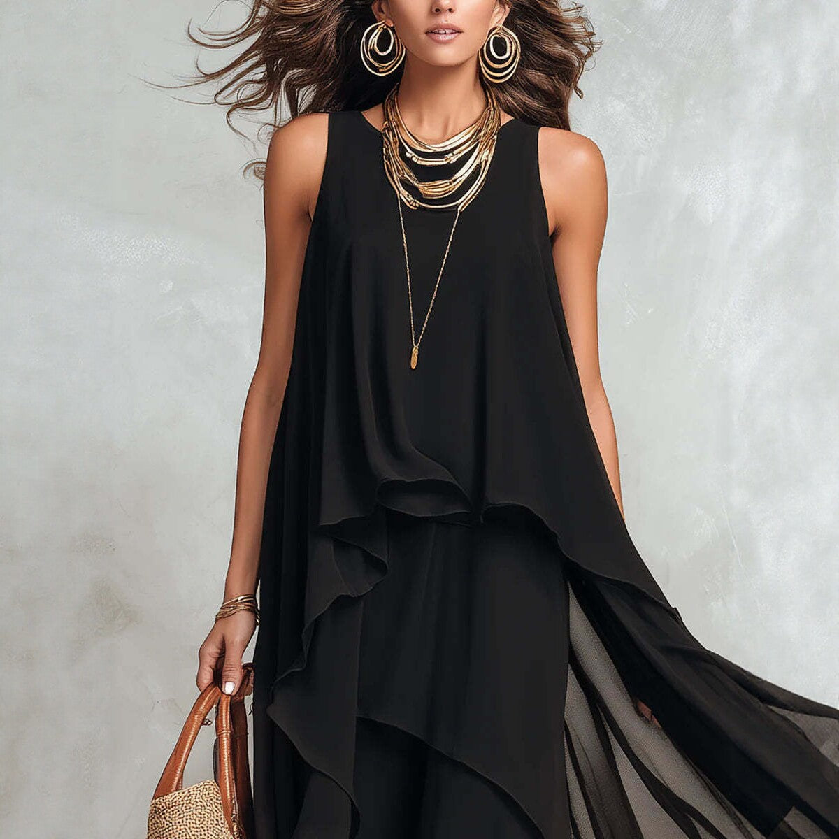 Chiffon Dream — Asymmetrical Sleeveless Maxi