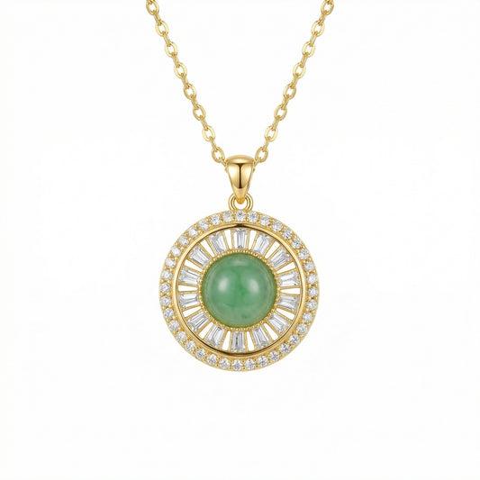 Sunstone Soiree — .925 Silver Radiant Green Gem Necklace