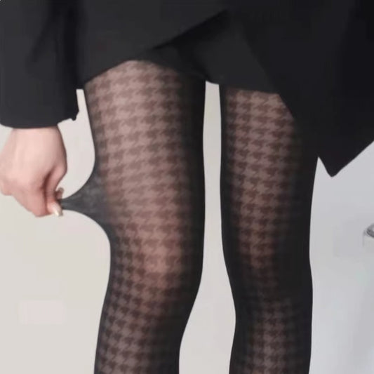 Houndstooth Hottie — Ultra-thin Figure-flattering Fishnet Stockings