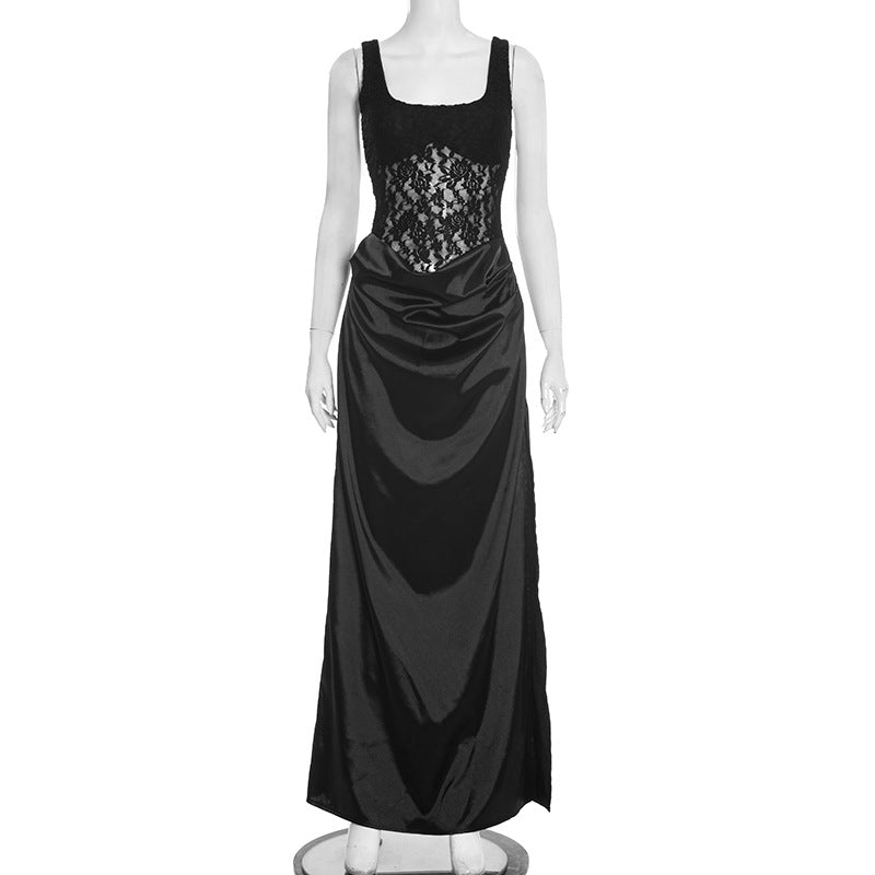 Lace Embrace — Sexy Sleeveless Lace Patchwork Dress