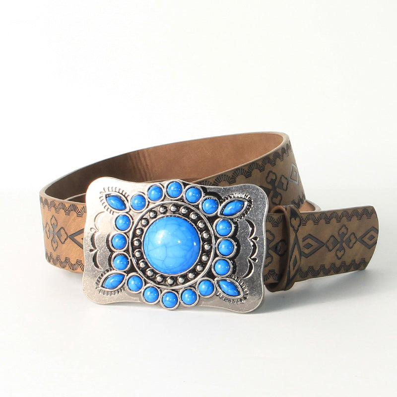 Buckle Up, Buttercup — Turquoise & Alloy Retro Belt