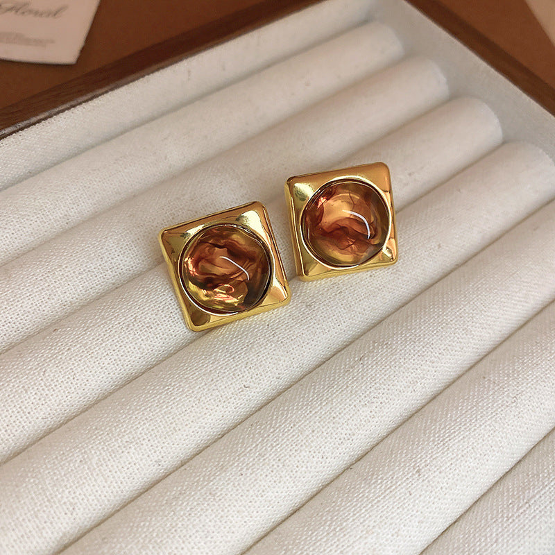 Heartfelt Art — Irregular Resin Heart Stud Earrings