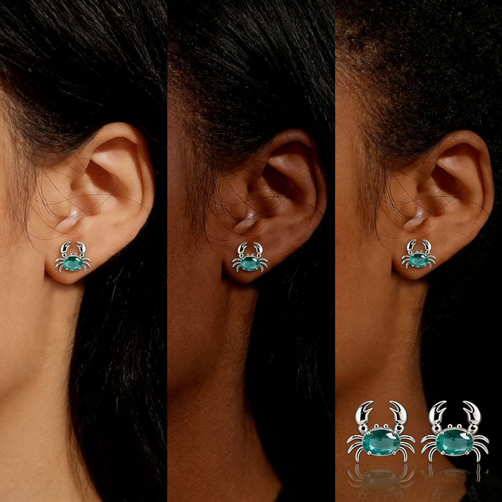 Crabby Chic — Cute Silver Color Crab Earrings for Women
