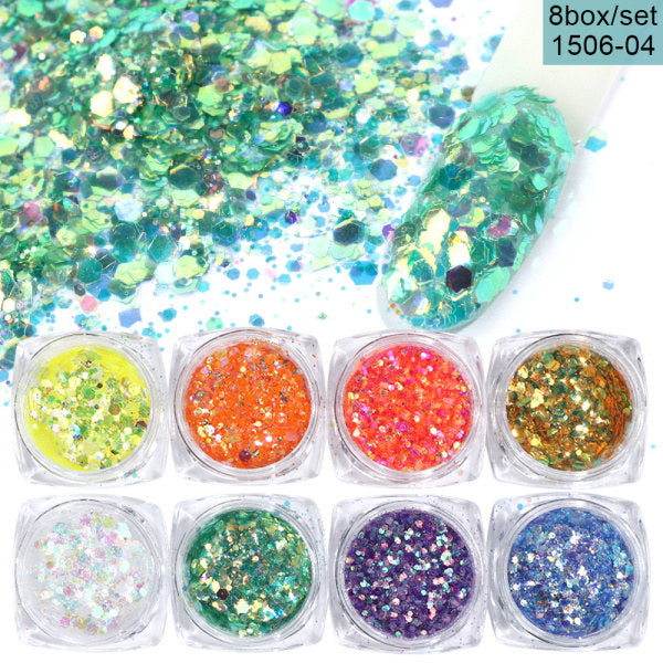 Glitter Galore — 8 Box Mix Nail Art Powder Flakes Set