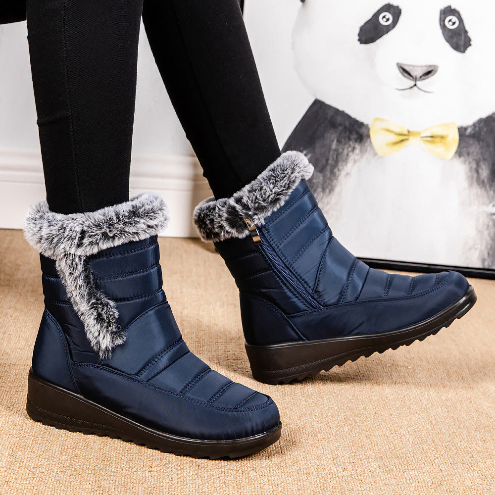 Warm & Fuzz-tastic — Waterproof Faux Fur Collar Snow Boots