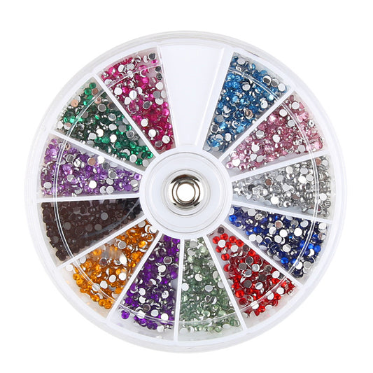 Gemstone Glam — 12-Color Diamond Fake Nail Rhinestones