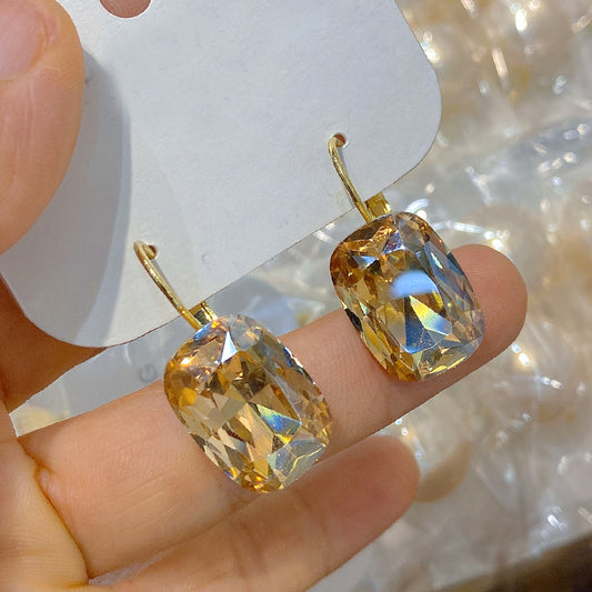 Crystal Clear — Square Crystal Ear Clips for Women