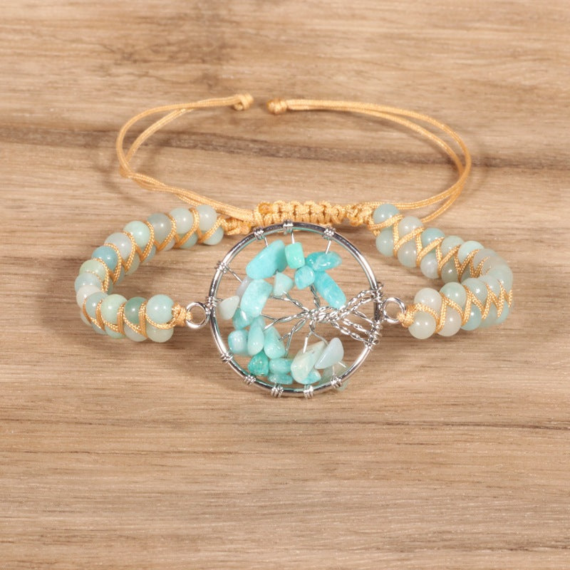Braided Bliss — Tree-Shaped Charm Double-Strand Bracelet