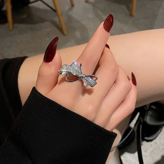 Bow-tiful Bling — Elegant Bow Ring, Adjustable & Open Design