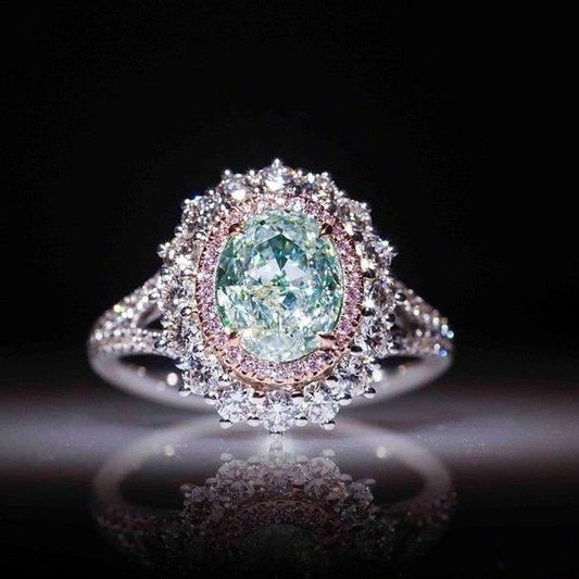 Topaz Temptation — Simulated Green Topaz Ring with Diamond Accent