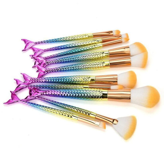 Mermaid Magic — 11-Piece Iridescent Makeup Brushes