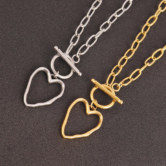 Heartfelt Harmony — Stainless Steel Heart-shaped Necklace for Women